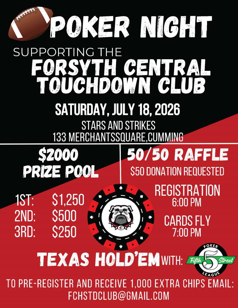 Poker Night Supporting Forsyth Central Touchdown Club - Stars and Strikes at 5thstreetpoker.com